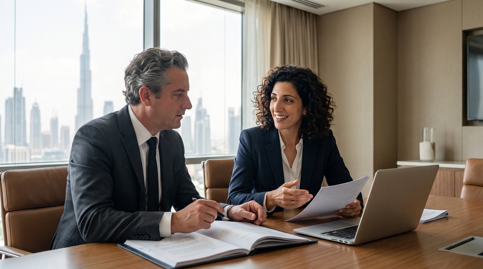 Ben Milne and Joanna Anastasiou-Milne working together in Dubai
